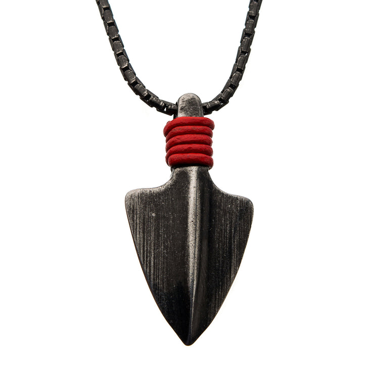 Antiqued Gun Metal Arrowhead Pendant with Chain