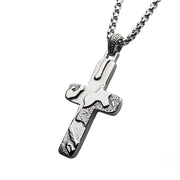 Matte Steel 3D Canyon Pattern Pendant with Box Chain