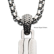 Matte Steel 3D Canyon Pattern Pendant with Box Chain