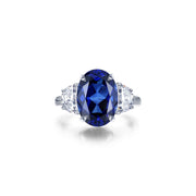 7 CTW Fancy Lab-Grown Sapphire Three-Stone Ring