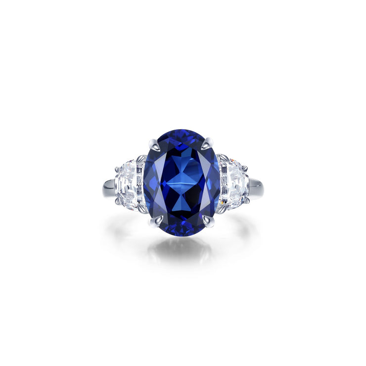 7 CTW Fancy Lab-Grown Sapphire Three-Stone Ring