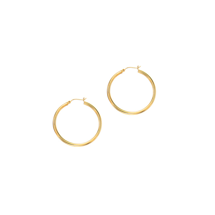 14K Gold 3x40mm Hoops