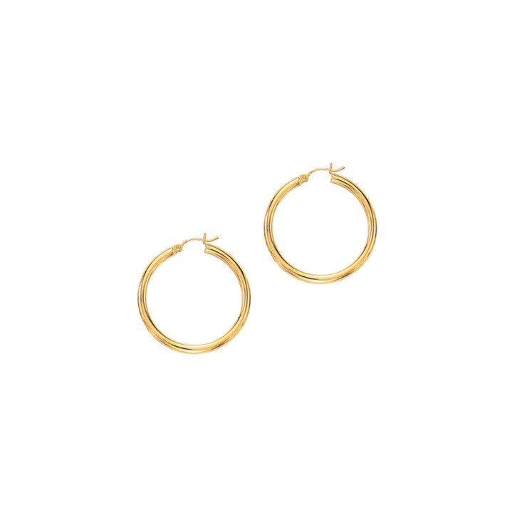 14K Gold 3x30mm Hoops