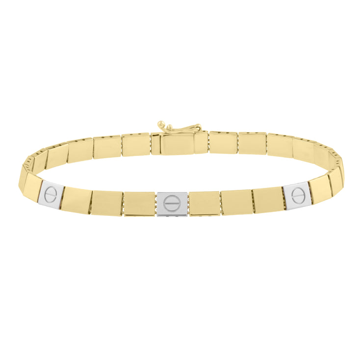 14K Gold Two-Tone Nail Head Bracelet