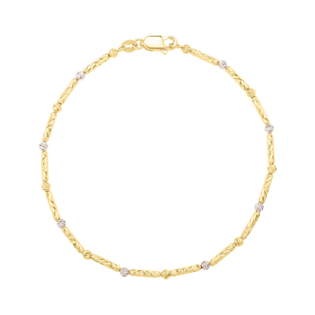 14K Two-Tone Bar & Bead Chain