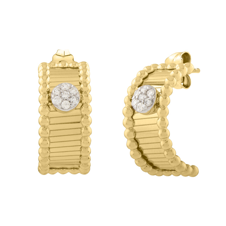 14K Pallina Diamond Half Moon Earrings