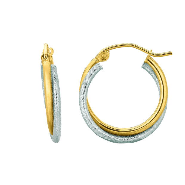 14K Gold Double Row Polished Hoop Earring