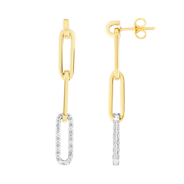 14K Diamond Paperclip Earrings