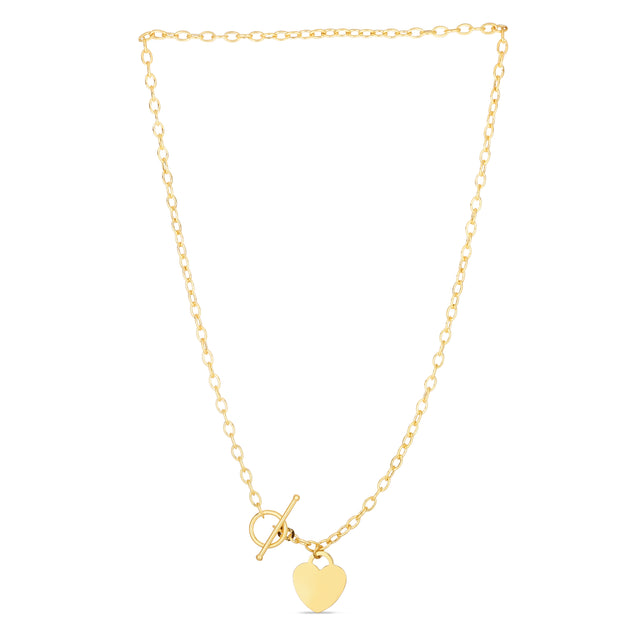 14K Gold Heart Charm & Toggle Oval Link Chain