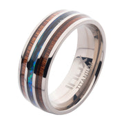 Titanium Wood & Shell Inlay Ring