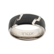 Black IP Titanium Tread Pattern Ring with Half Sizes