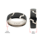 Black IP Titanium Tread Pattern Ring with Half Sizes