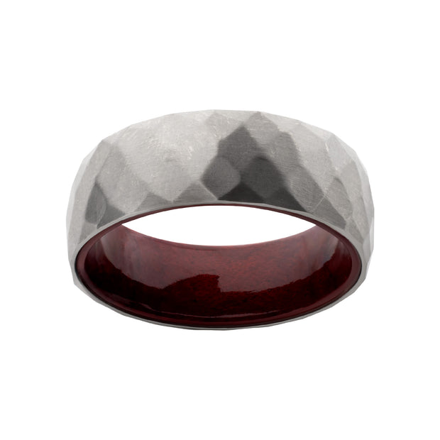 Titanium & Redwood Matte Finish Mosaic Comfort Fit Ring