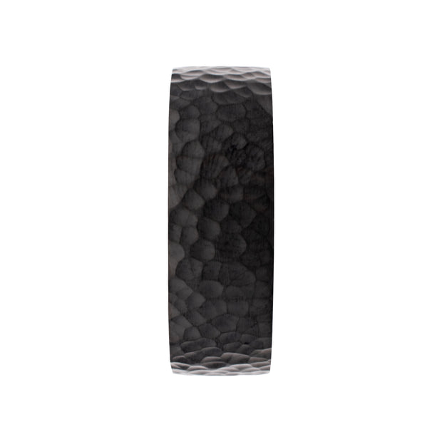 Black IP Titanium & Redwood Matte Finish Hammered Comfort Fit Ring