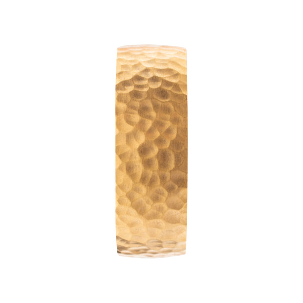 Gold IP Titanium & Redwood Matte Finish Hammered Comfort Fit Ring