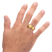 Gold IP Titanium & Redwood Matte Finish Hammered Comfort Fit Ring