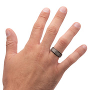 Black IP Titanium Etched Fishskin Comfort Fit Ring