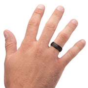 Black IP Titanium Matte Finish Chevron Comfort Fit Ring