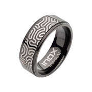 Titanium Black IP with Brain Coral Pattern Comfort Fit Ring