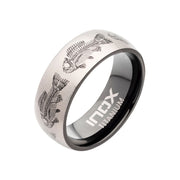 Titanium Black IP with Fishbone Design Comfort Fit Ring