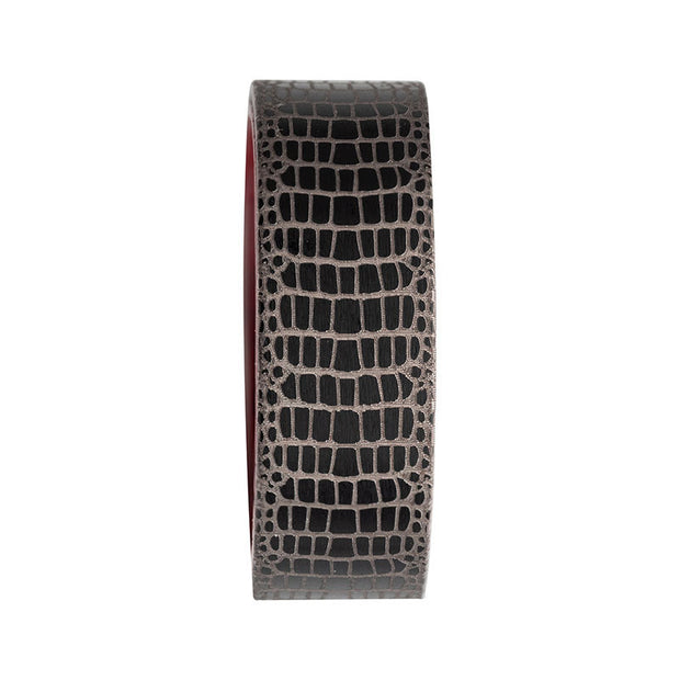 Titanium Black IP with Reptile Skin Pattern with Inner Rosewood Comfort Fit Ring