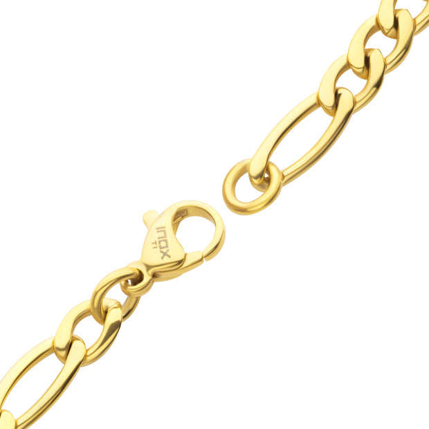 4.7mm 18Kt Gold IP Titanium Figaro Chain Bracelet