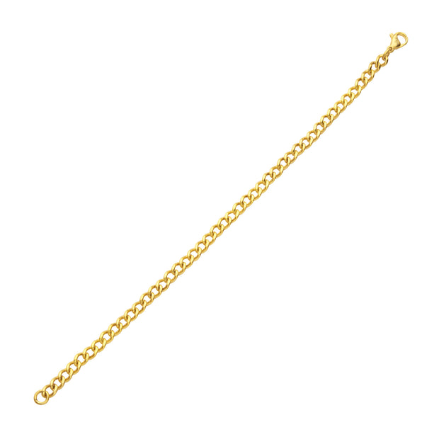 4.35mm 18Kt Gold IP Titanium Flat Curb Chain Bracelet