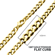 4.35mm 18Kt Gold IP Titanium Flat Curb Chain Necklace