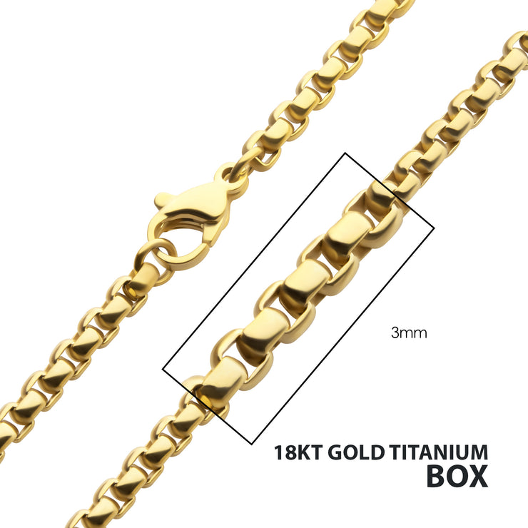 3mm 18Kt Gold IP Titanium Box Chain Necklace