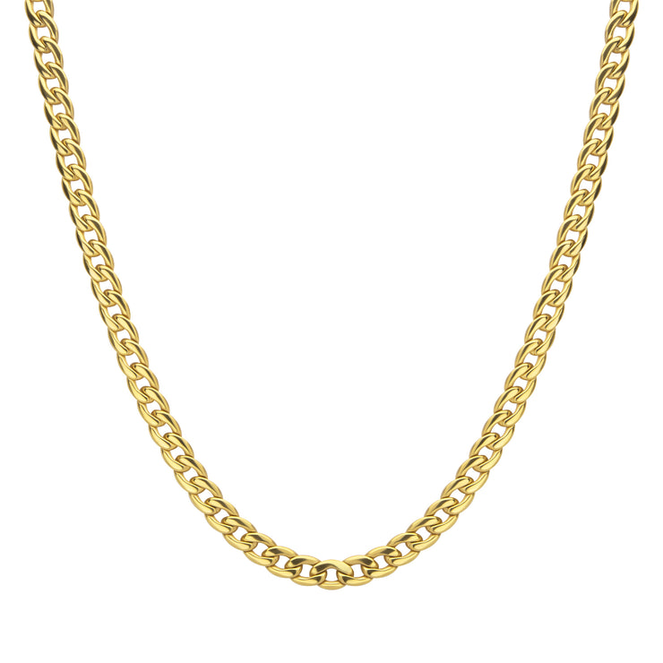 7.4mm 18Kt Gold IP Titanium Curb Chain Necklace