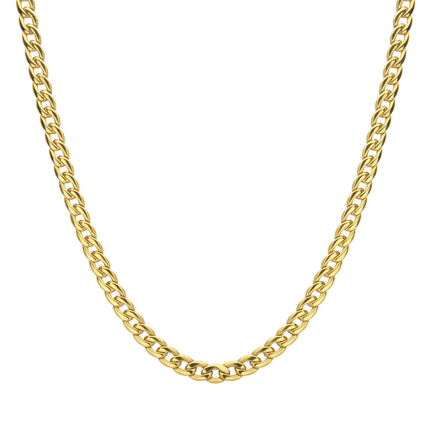 7.4mm 18Kt Gold IP Titanium Curb Chain Necklace