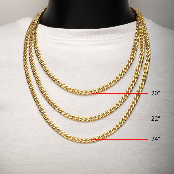 7.4mm 18Kt Gold IP Titanium Curb Chain Necklace