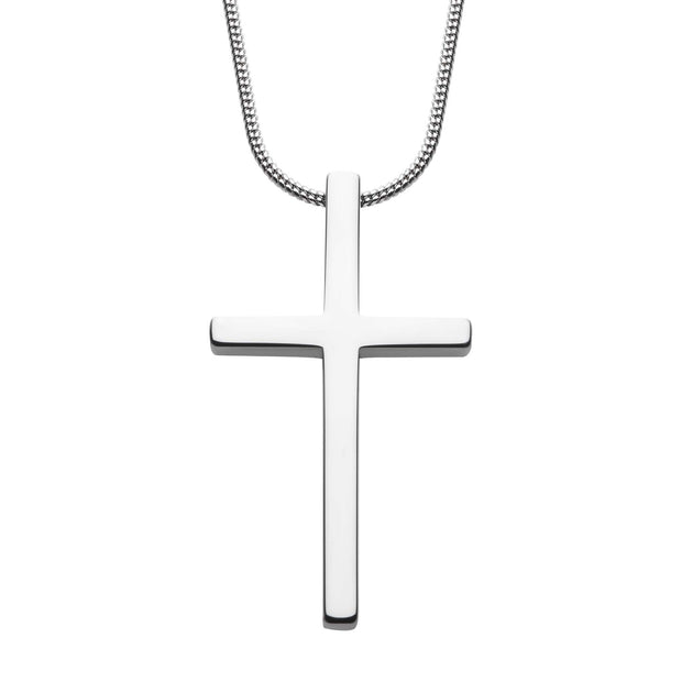 Tungsten Carbide Cross Pendant with Steel Snake Chain