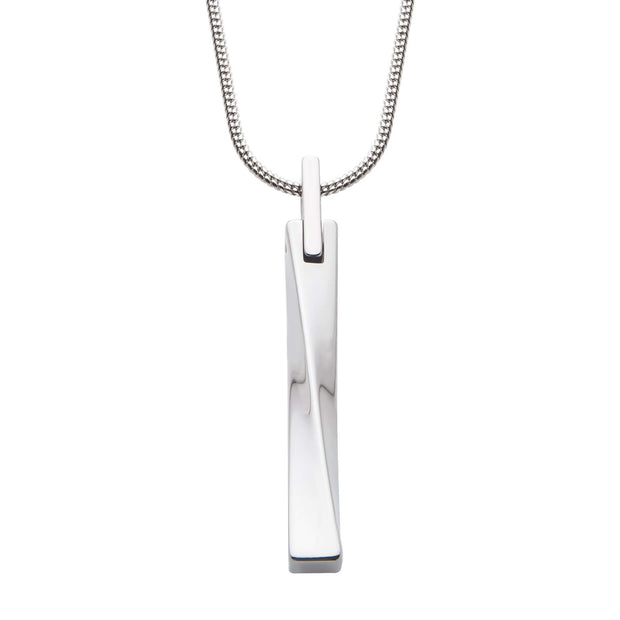 Tungsten Carbide Warped Monolith Pendant with Steel Snake Chain