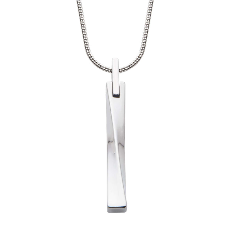 Tungsten Carbide Warped Monolith Pendant with Steel Snake Chain