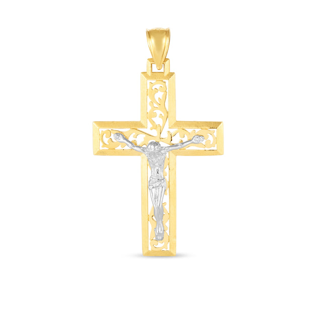 14K Two-tone Cross Pendant