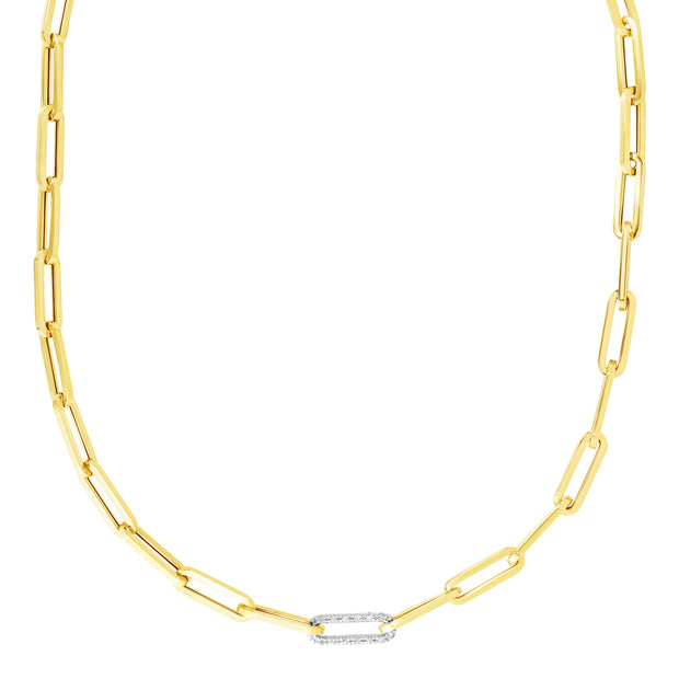 14K  .32ct Diamond Paperclip Necklace