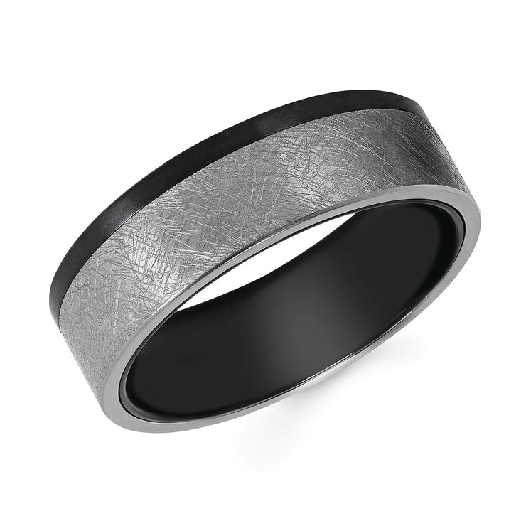 7mm Tantalum & IP Black Stainless Steel Band