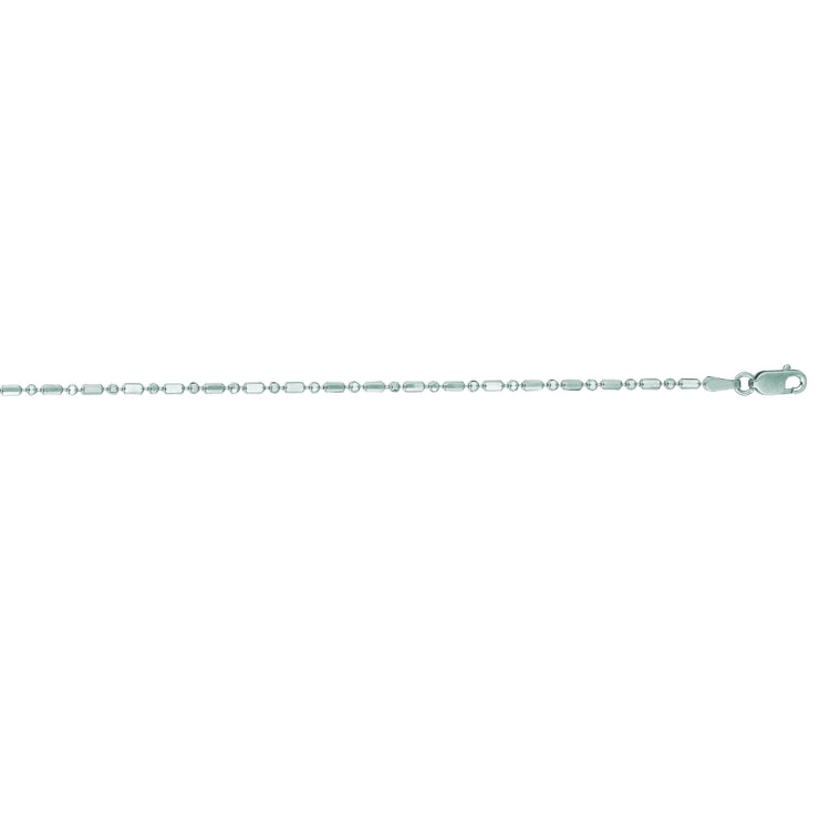 14K Gold 1.3mm Diamond Cut Bar and Bead Chain