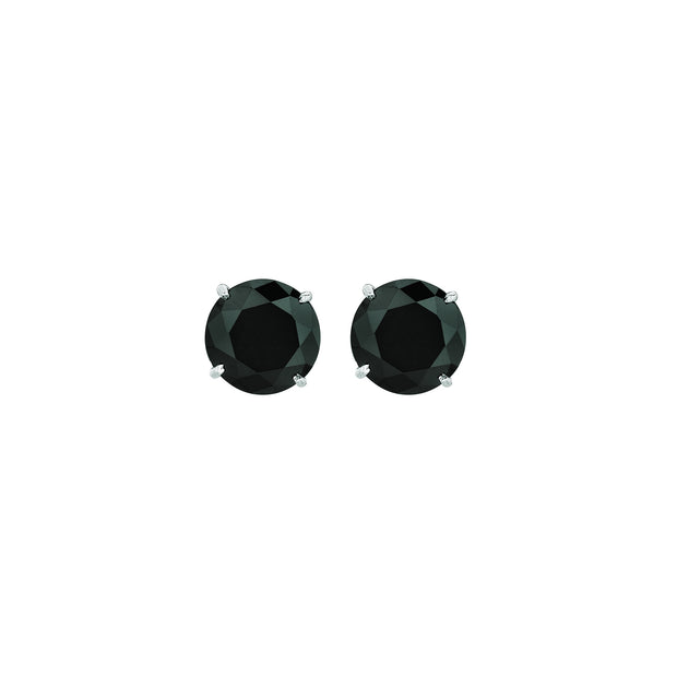 14K Gold 8mm Black CZ Stud Earring