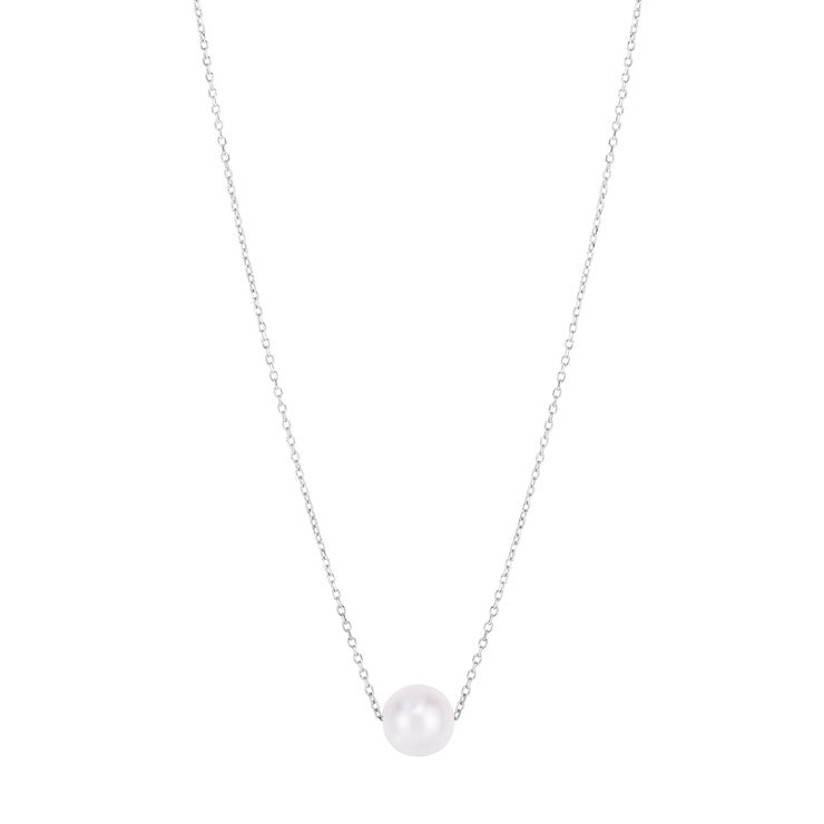 14K Pearl Necklace Solitaire