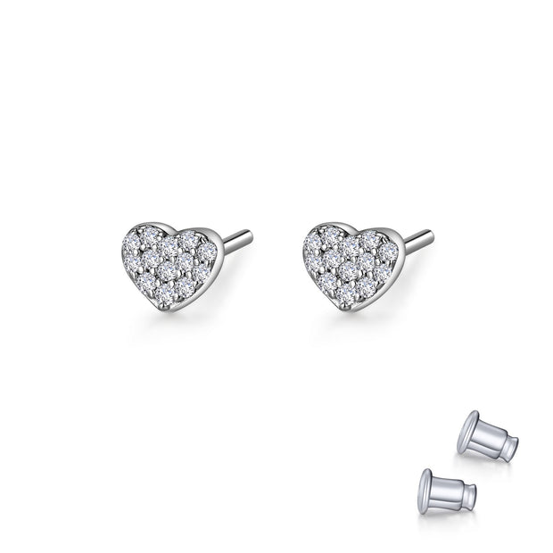 Pave Heart Stud Earrings