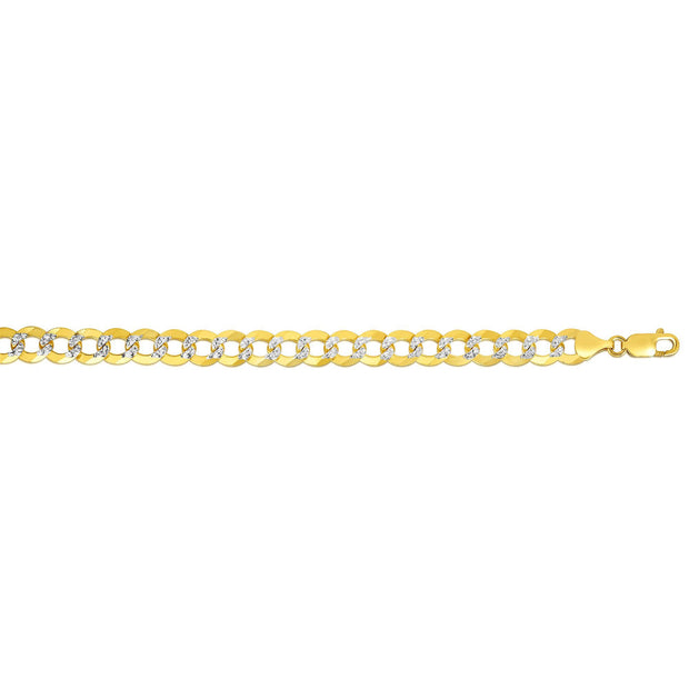 14K Gold 8.3mm White Pave Curb Chain