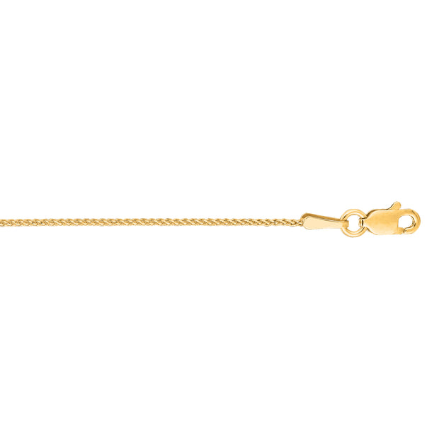 14K Gold 1mm Diamond Cut Round Wheat Chain