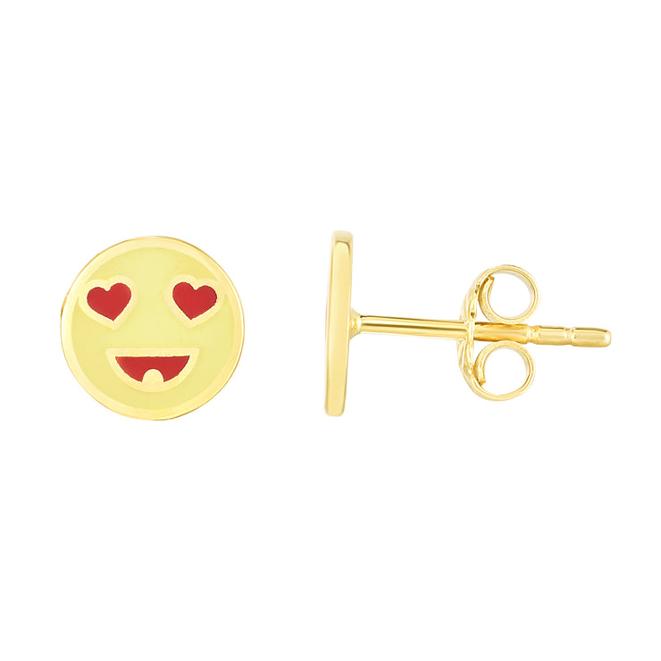 14K Heart Eyes Emoji Enamel Earrings