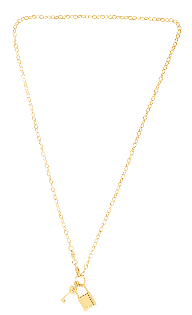 14K Gold Lock & Key (Forever) Necklace