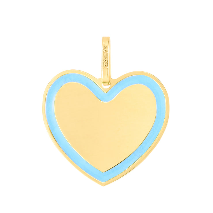 14K Blue Enamel Heart Charm