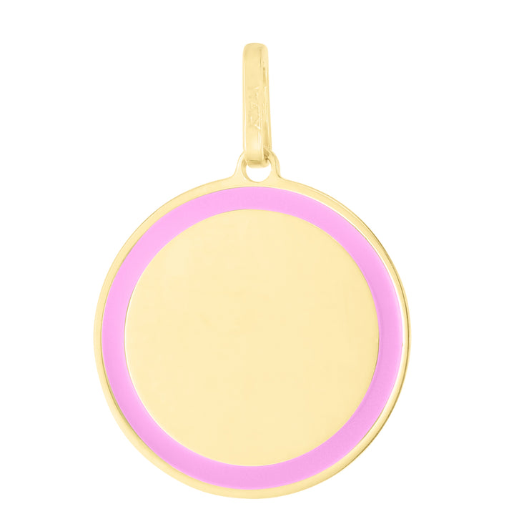 14K Pink Enamel Circle Charm