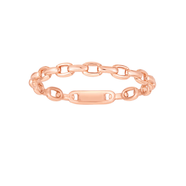 14K Rose Gold Oval Links Ring