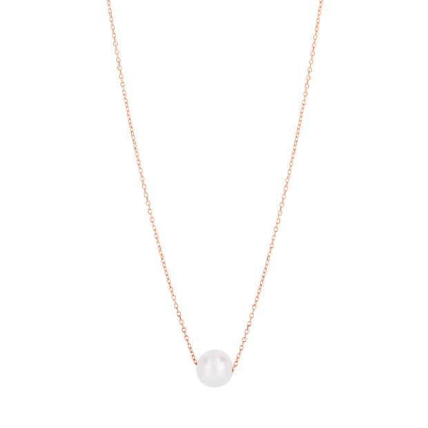 14K Pearl Necklace Solitaire necklace